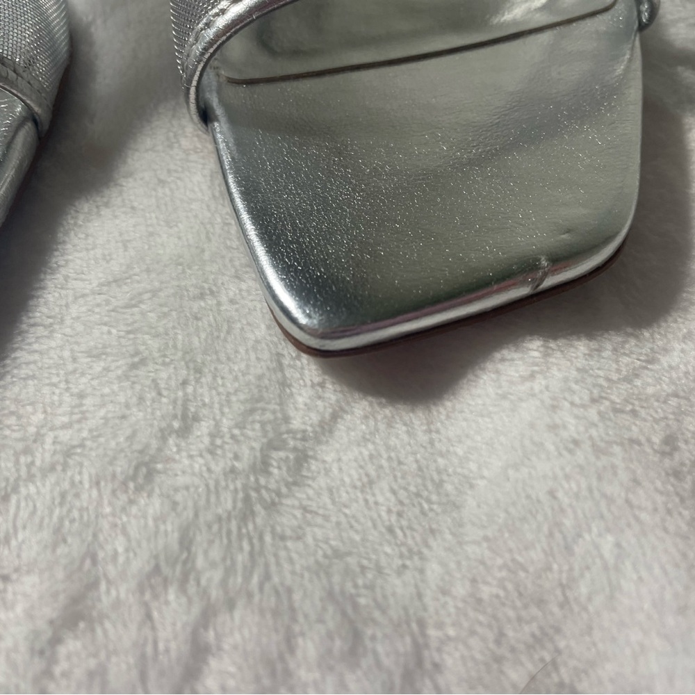 Zara Metallic Silver Heeled Mules - Picture 8 of 8
